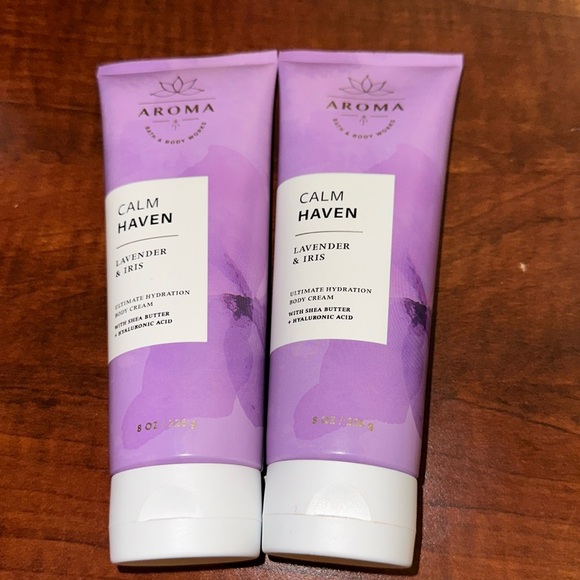 BBW 2 pc AROMATHERAPY Calm Haven BODY Cream Lavender & Iris - Picture 1 of 2